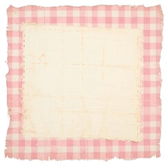 Obraz premium PNG Pink checkered ripped paper cushion linen home decor.