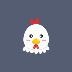 chicken head in flat vector design.