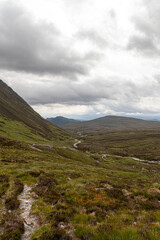 Hiking route across Carn Eighe, Glen Affric Scottish highlands