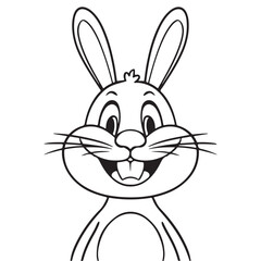 Fototapeta premium Happy Smiling Rabbit Coloring Book Page for Kids Illustration