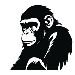 Chimpanzee Silhouette Graphic – Clean, Bold Design for Web and Print