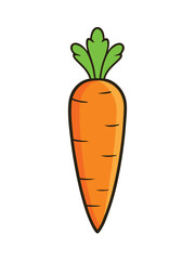 Simple carrot vector illustration with bright colors, bold outlines, and playful design elements.