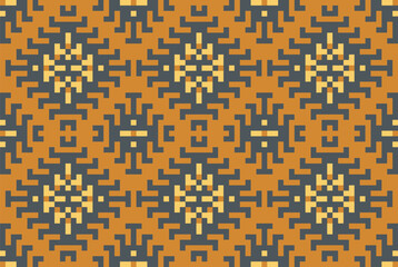 Pixel Ethnic Ndebele Traditional Pattern Drawingfolk Embroidery, Aztec Geometric Ornament Print. Design for Carpet, Wallpaper, Clothing, Wrapping, Fabric