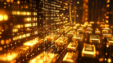 his image of gold prices rising on a digital screen is popular for commodities trading content.