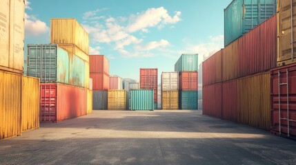 Fototapeta premium Shipping yard, cargo containers