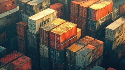 Fototapeta premium Shipping yard, cargo containers