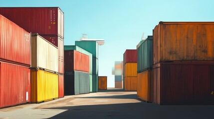 Fototapeta premium Shipping yard, cargo containers