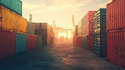 Fototapeta premium Shipping yard, cargo containers
