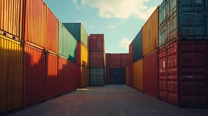 Fototapeta premium Shipping yard, cargo containers