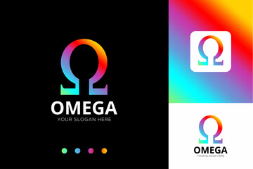 colorful omega alphabet vector logo