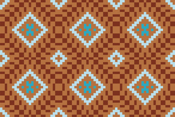 Fototapeta premium Geometric Pattern Arabic Floral Patternfolk Embroidery, Aztec Geometric Ornament Print. Design for Carpet, Wallpaper, Clothing, Wrapping, Fabric