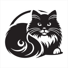 black and white cat vector
