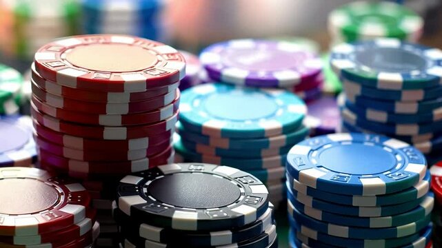 Stack of casino poker chips, Casino poker chip pile, Chips stack on a table, Casino board	