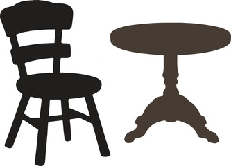 A chair and table vector style art illustrator