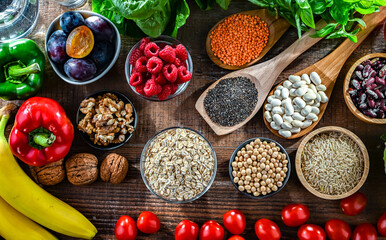 Foods products improving digestive health. Constipation relief food.