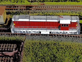Model railway with trains and other models