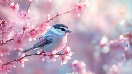 Fototapeta premium watercolor_painting_of_birds_sitting_on_a_branch_of_