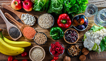 Foods products improving digestive health. Constipation relief food.