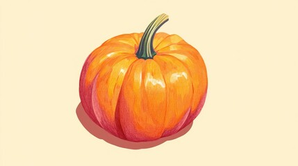 Pumpkin illustration flat design top view Halloween theme cartoon drawing colored pastel 