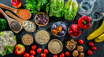 Foods products improving digestive health. Constipation relief food.