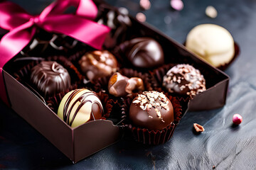 chocolate candies in a box