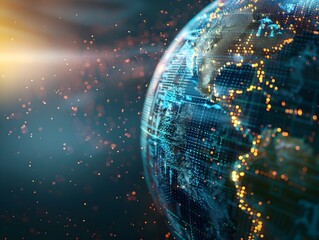 Digital Earth Pixels Symbolizing Virtual Connections and the Digital Age