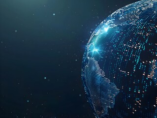 Digitally Rendered Planet Earth with Pixel Sphere Symbolizing Virtual Connections and the Digital Age