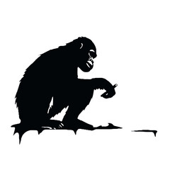 Chimpanzee Silhouette in Profile – Clean Vector Art