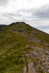 Hiking route across Carn Eighe, Glen Affric Scottish highlands