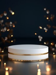 Elegant White Podium with Golden Accents