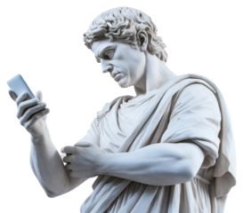 PNG Greek sculpture holding phone person statue human.