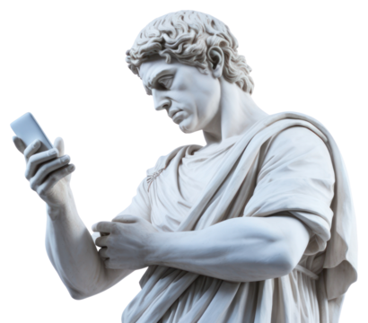 PNG Greek sculpture holding phone person statue human.
