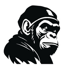 Chimpanzee Silhouette Illustration – Minimalist Animal Art