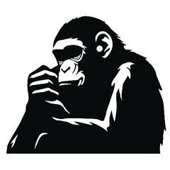 Chimpanzee Silhouette Illustration – Minimalist Animal Art