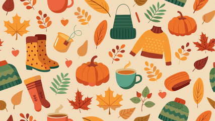 cozy fall fashion seamless pattern