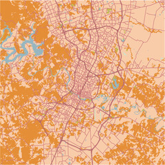 Map of Austin in Texas in a sandy theme. Contains layered vector with roads water, parks, etc.