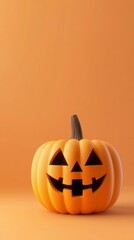 a halloween pumpkin on orange background