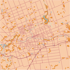 Map of London in Canada in a sandy theme. Contains layered vector with roads water, parks, etc.