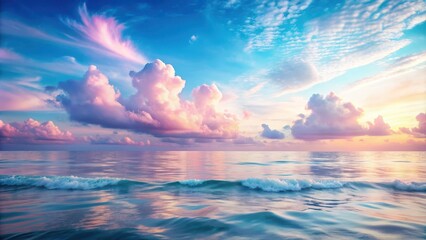 Fototapeta premium Soft pastel ocean backdrop with dreamy clouds and gentle waves, ocean, seaside, dreamscape, soft pastel, backdrop, tranquil