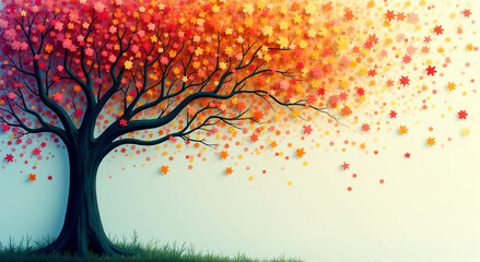 Fototapeta premium autumn tree with leaves