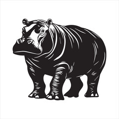 Obraz premium rhino illustration., cartoon, animal, vector, mammal, illustration, wild, hippo, rhino, bear, wildlife, hippopotamus, zoo, nature, animals, rhinoceros, art, big, cute, fun, drawing, elephant, safari, 