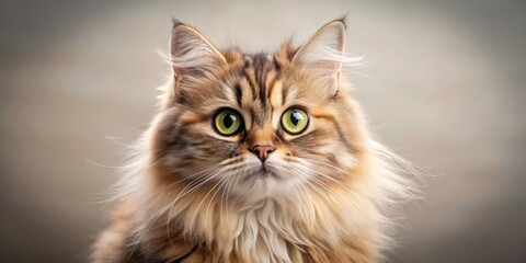 Fototapeta premium Adorable fluffy cat with big eyes and soft fur , cute, feline, pet, kitten, whiskers, playful, domestic, furry, adorable, animals