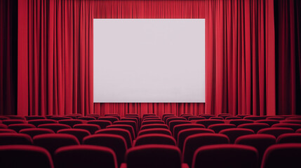 Fototapeta premium Theater Curtain Reveal, a dramatic unveiling of a blank stage, inviting imagination, setting the scene for an upcoming performance, filled with excitement and expectation