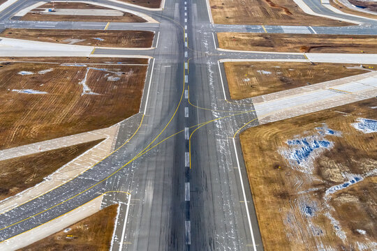 Airport runway or tarmac, Toronto, Canada. Aerial view