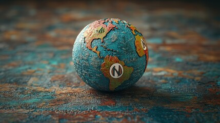 A Small Globe Resting on a Textured Surface