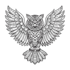 Obraz premium owl mandala decorative design. coloring page, tattoo design, print design
