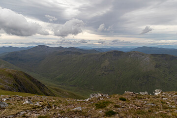 Hiking route across Carn Eighe, Glen Affric Scottish highlands