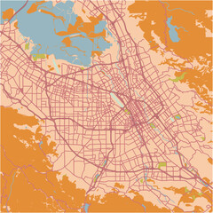 Naklejka premium Map of San Jose in California in a sandy theme. Contains layered vector with roads water, parks, etc.