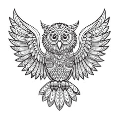 Obraz premium owl mandala decorative design. coloring page, tattoo design, print design