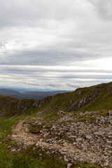 Hiking route across Carn Eighe, Glen Affric Scottish highlands